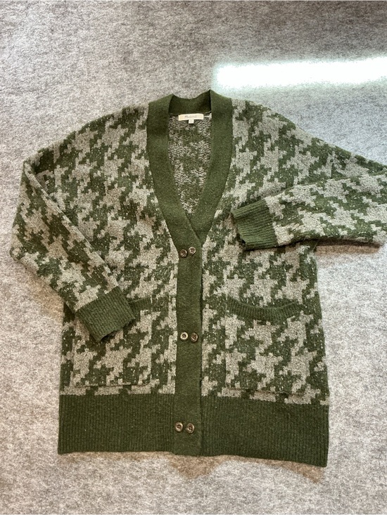 Madewell Sweaters - Madewell Green Houndstooth Button Cardigan Sweater Size XS